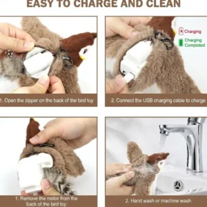 QIAWI™ Interactive Chirping Bird Cat Toy (Realistic Flapping & Sound)