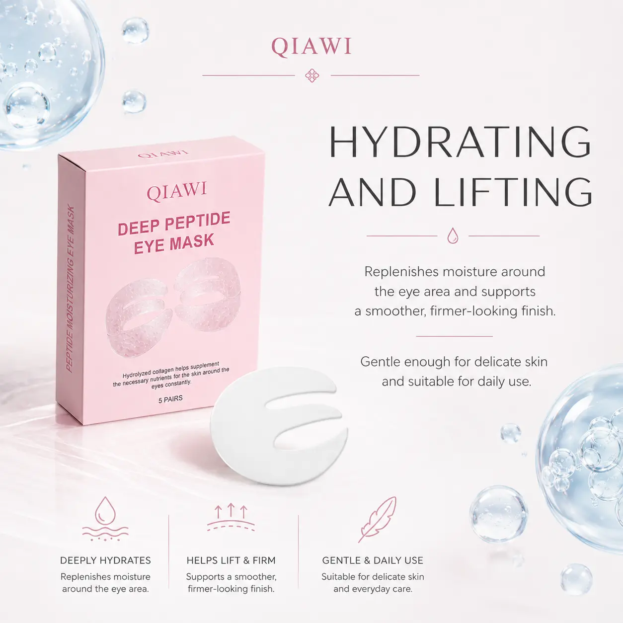 ✨ QIAWI Peptide Collagen Eye Mask – Hydrating, Smoothing & Firming Full-Eye Care 👁️