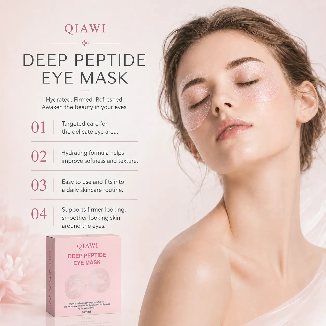 ✨ QIAWI Peptide Collagen Eye Mask – Hydrating, Smoothing & Firming Full-Eye Care 👁️