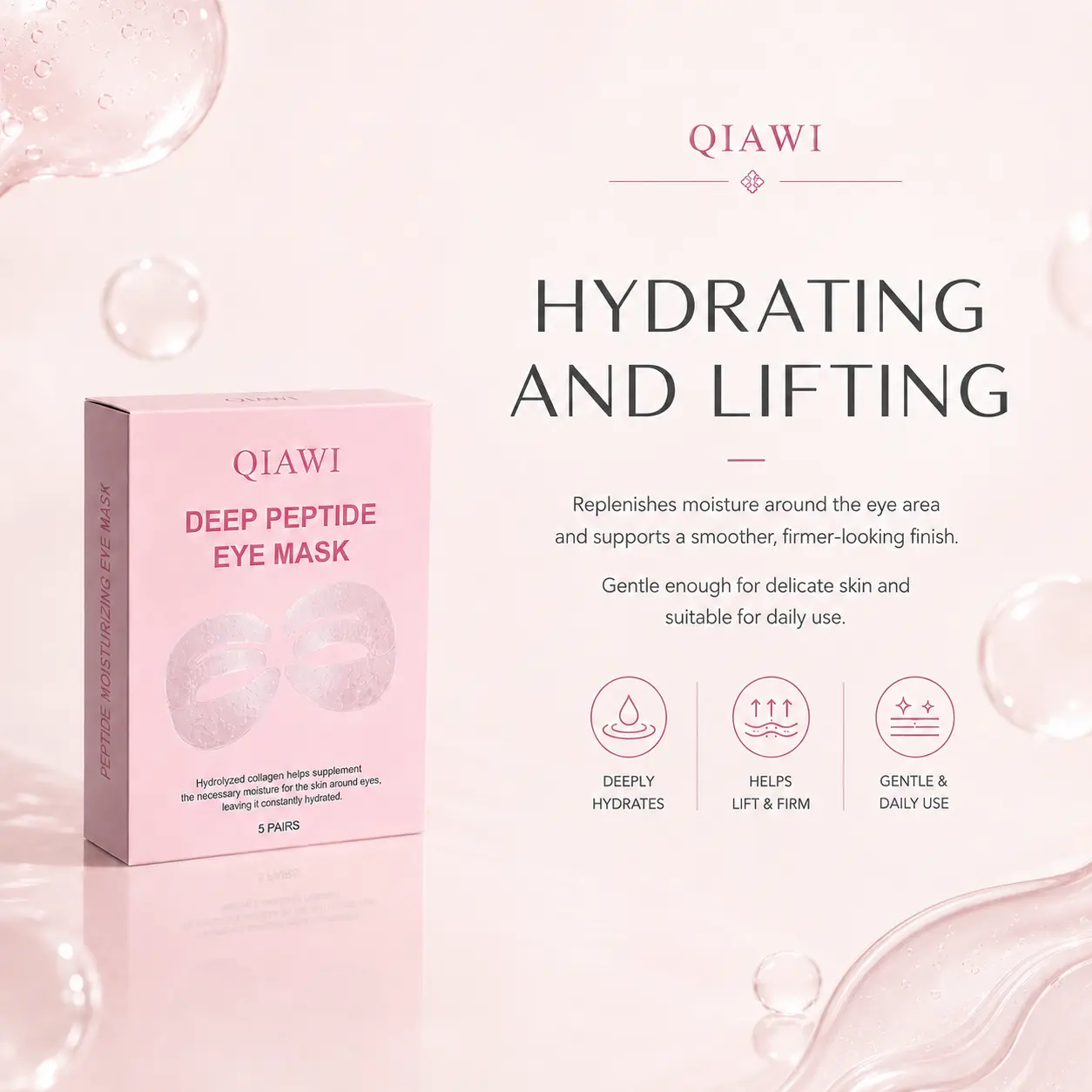 ✨ QIAWI Peptide Collagen Eye Mask – Hydrating, Smoothing & Firming Full-Eye Care 👁️