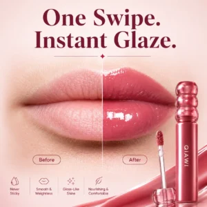 QIAWI Deep Glaze Lip Gloss – Glass-Like High Shine, Lightweight Non-Sticky K-Beauty Inspired Lip Color