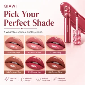 QIAWI Deep Glaze Lip Gloss – Glass-Like High Shine, Lightweight Non-Sticky K-Beauty Inspired Lip Color