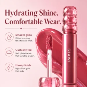 QIAWI Deep Glaze Lip Gloss – Glass-Like High Shine, Lightweight Non-Sticky K-Beauty Inspired Lip Color