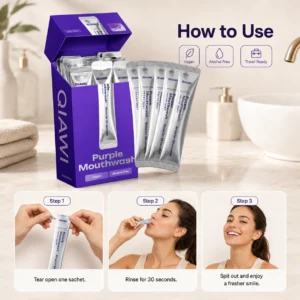 QIAWI Purple Mouthwash — Fresh Breath in 30 Seconds