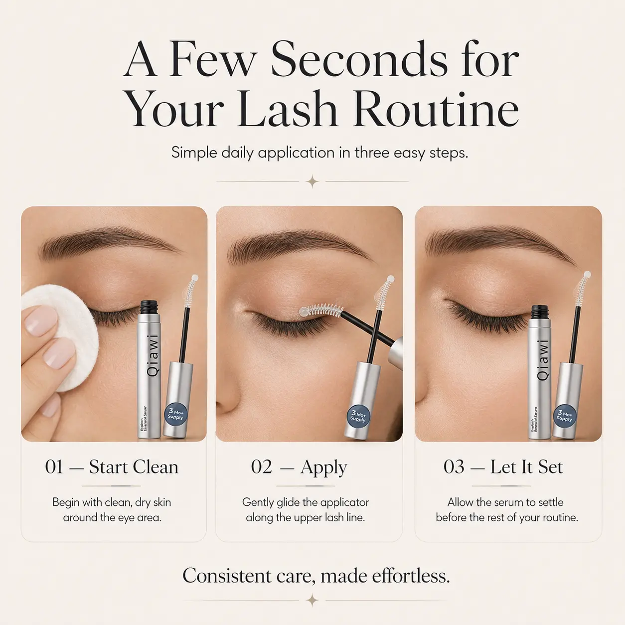 Qiawi Essential Lash Serum — Lightweight Lash Care for Fuller-Looking, Healthier-Looking Lashes