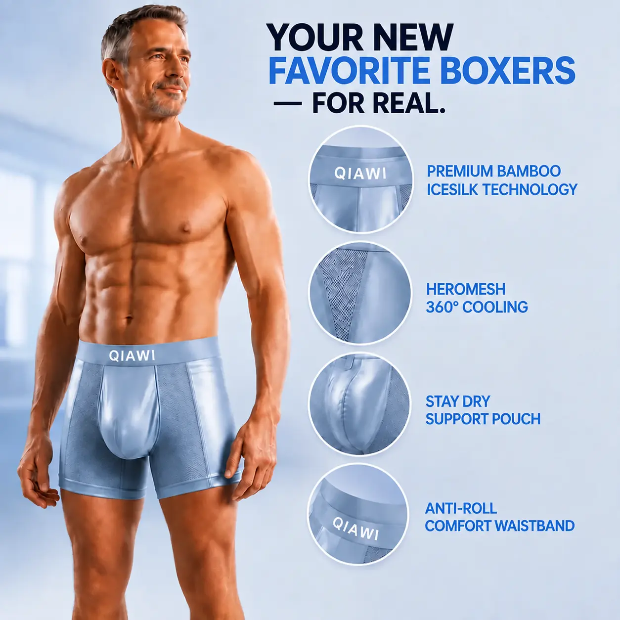 2026 UPGRADED - 60% OFF 💎 QIAWI™ Premium Leakproof Bamboo Ice Silk Boxer