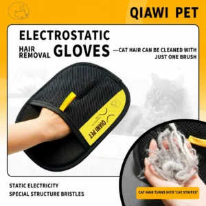 QIAWI Pet Hair Remover Glove for Cats & Dogs, Reusable Lint Remover for Couch, Carpet & Clothes